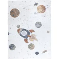 Little Olly Tapis lavable pour enfant | Mace Rocket Crème | 80x150cm | Crème | Rectangulaire | Tapis enfants