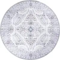 FRAAI Tapis d'extérieur rond vintage | Santo Flora Blanc | Ø 230cm | Blanc | Rond | Tapis d'extérieur