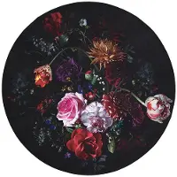 FRAAI Tapis rond à fleur | Florine Noir/Rose | Ø 160cm | Noir | Rond | Tapis