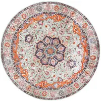 FRAAI Tapis rond vintage | Imagine Medallion Vert | Ø 100cm | Vert | Polyester | Rond