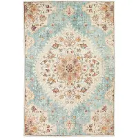 FRAAI Tapis d'extérieur vintage | Santo Mandala Bleu Clair | 80x150cm | Bleu | Rectangulaire | Tapis d'extérieur