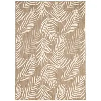 FRAAI Tapis d'extérieur | Malta Leaves Naturel | 120x170cm | Crème | Rectangulaire | Tapis d'extérieur