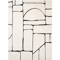 FRAAI Tapis japandi | Yori Blocks Crème/Noir | 120x170cm | Noir | Polyester | Rectangulaire