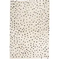 FRAAI Tapis à poils longs | Grand Dots Crème/Noir | 140x200cm | Crème | Polypropylène | Rectangulaire