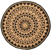 FRAAI Tapis rond en jute | Henna Ayda Naturel | Ø 150cm | Noir | Rond | Tapis