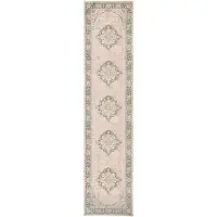 FRAAI Tapis de couloir vintage | Spring Medallion Crème/Vert | 80x250cm | Crème | Tapis de couloir | Tapis