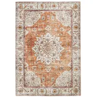 FRAAI Tapis d'extérieur vintage | Santo Medallion terra | 120x170cm | Terracotta | Rectangulaire | Tapis d'extérieur