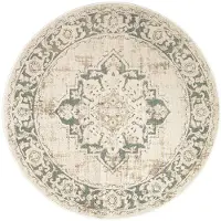 FRAAI Tapis rond vintage | Spring Medallion Crème/Vert | Ø 200cm | Crème | Rond | Tapis