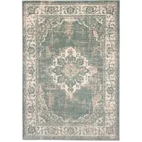 FRAAI Tapis vintage | Spring Medallion Vert/Crème | 200x290cm | Crème | Rectangulaire | Tapis