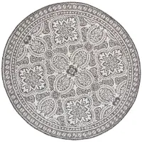 FRAAI Tapis d'extérieur rond | Summer Oriental Gris | Ø 100cm | Gris | Rond | Tapis d'extérieur