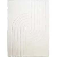 FRAAI Tapis doux à poils longs | Carvy Curves Crème | 140x200cm | Crème | Rectangulaire | Tapis