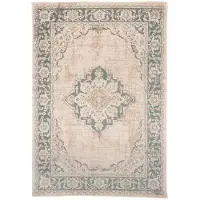 FRAAI Tapis vintage | Spring Medallion Crème/Vert | 200x290cm | Crème | Rectangulaire | Tapis