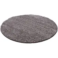 NATURL. Tapis rond à poils longs | Solid Gris Foncé | Ø 120cm | Gris | Rond | Tapis