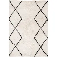 FRAAI Tapis à poils longs | Sensa Double Crème/Noir | 120x170cm | Crème | Rectangulaire | Tapis