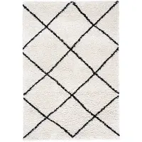 FRAAI Tapis à poils longs | Sensa Lines Crème/Noir | 80x150cm | Crème | Rectangulaire | Tapis