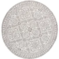 FRAAI Tapis d'extérieur rond | Summer Oriental Gris Clair | Ø 120cm | Taupe | Rond | Tapis d'extérieur