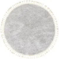 NATURL. Tapis rond à poils longs | Lofty Fringe Gris Clair | Ø 100cm | Gris | Rond | Tapis