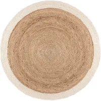 NATURL. Tapis en jute | Fair Rond Naturel/Blanc | Ø 100cm | Blanc | Rond | Tapis