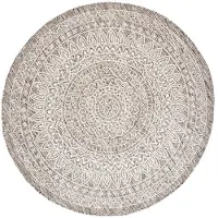 FRAAI Tapis d'extérieur rond | Summer Azteca Gris Clair | Ø 160cm | Gris | Rond | Tapis d'extérieur
