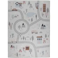 Little Olly Tapis voiture enfant | Rocky Ride Blanc | 120x170cm | Blanc | Rectangulaire | Tapis enfants