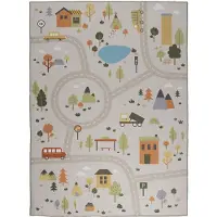 Little Olly Tapis voiture enfant | Rocky Ride Gris | 80x150cm | Gris | Rectangulaire | Tapis enfants