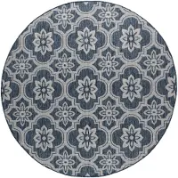 FRAAI Tapis d’extérieur rond – Rio Flower Bleu | Ø 140cm | Bleu | Rond | Tapis