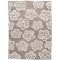Little Olly Tapis chambre d'enfant | Bowie Flower Taupe | 80x150cm | Taupe | Rectangulaire | Tapis enfants