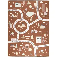 Little Olly Tapis voiture enfant | Rocky Ride Terracotta | 80x150cm | Terracotta | Rectangulaire | Tapis enfants