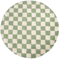 FRAAI Tapis rétro rond | Gambit Vert/Blanc | Ø 100cm | Vert | Rond | Tapis