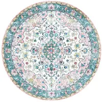 FRAAI Tapis rond vintage | Lily Oriental Bleu/Rose | Ø 140cm | Bleu | Rond | Tapis