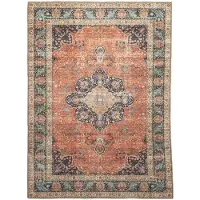 FRAAI Tapis d'intérieur et d'extérieur | kairo Medallion terra/Bleu Foncé | 160x230cm | Terracotta | Polyester | Rectangulaire