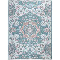 FRAAI Tapis d'extérieur bohème | Vedra Medallion Bleu | 80x150cm | Bleu | Rectangulaire | Tapis d'extérieur