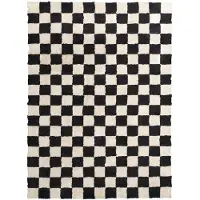FRAAI Tapis rétro | Gambit Noir/Blanc | 140x200cm | Noir | Rectangulaire | Tapis