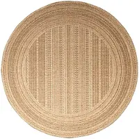 FRAAI Tapis d'extérieur en jute rond | Mavi Stripes Crème/Marron | Ø 160cm | Crème | Rond | Tapis d'extérieur