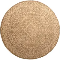 FRAAI Volero - Tapis d'extérieur rond en jute - Mavi médaillon marron/crème - Ø 100cm