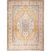FRAAI Tapis vintage | Thirza Medallion Jaune Ocre/Multicolore | 200x290cm | Multicolore | Polypropylène | Rectangulaire