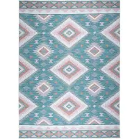 FRAAI Tapis d'extérieur bohème | Vedra Aztec Bleu | 160x230cm | Bleu | Rectangulaire | Tapis d'extérieur
