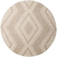 FRAAI Tapis d'extérieur en jute rond | Atlas Diamond Marron/Crème | Ø 200cm | Marron | Polypropylène | Rond