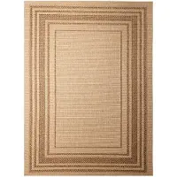 FRAAI Tapis d'extérieur en jute | Mavi Border Crème/Marron | 230x330cm | Crème | Polypropylène | Rectangulaire