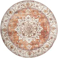 FRAAI Tapis d'extérieur rond vintage | Santo Medallion terra | Ø 120cm | Terracotta | Rond | Tapis d'extérieur