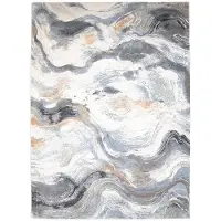 Studio Clarice Tapis abstrait | Xavier Wave Bleu/Gris | 240x330cm | Gris | Rectangulaire | Tapis
