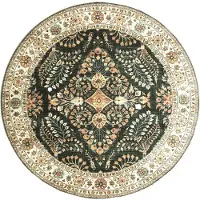 FRAAI Tapis d'extérieur rond vintage | Santo Flora Vert Foncé | Ø 200cm | Vert | Polyester | Rond