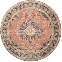 FRAAI Tapis d'intérieur et d'extérieur rond | kairo Medallion terra/Bleu Foncé | Ø 120cm | Bleu | Rond | Tapis