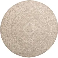 FRAAI Tapis d'extérieur en jute rond | Atlas Aztec Marron/Crème | Ø 100cm | Crème | Polypropylène | Rond
