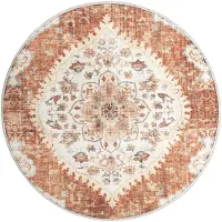 FRAAI Tapis d'extérieur rond vintage | Santo Mandala terra | Ø 120cm | Terracotta | Polyester | Rond