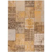 FRAAI Tapis patchwork | Dreams Jaune Ocre | 70x140cm | Jaune | Rectangulaire | Tapis