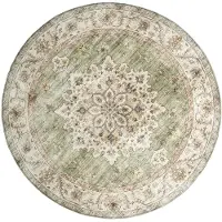 FRAAI Volero - Tapis d'Extérieur Rond Vintage - Santo Médaillon Vert - Ø 120cm