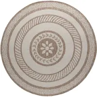 FRAAI Tapis d’extérieur rond en jute – Nusa Medallion Beige/Crème | Ø 100cm | Beige | Rond | Tapis
