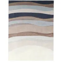 FRAAI Tapis géométrique – Swing Waves Bleu/Marron | 160x230cm | Bleu | Polyester | Rectangulaire