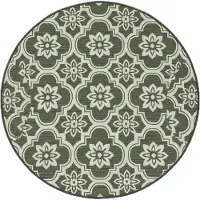 FRAAI Tapis d’extérieur rond – Rio Flower Vert | Ø 160cm | Vert | Rond | Tapis